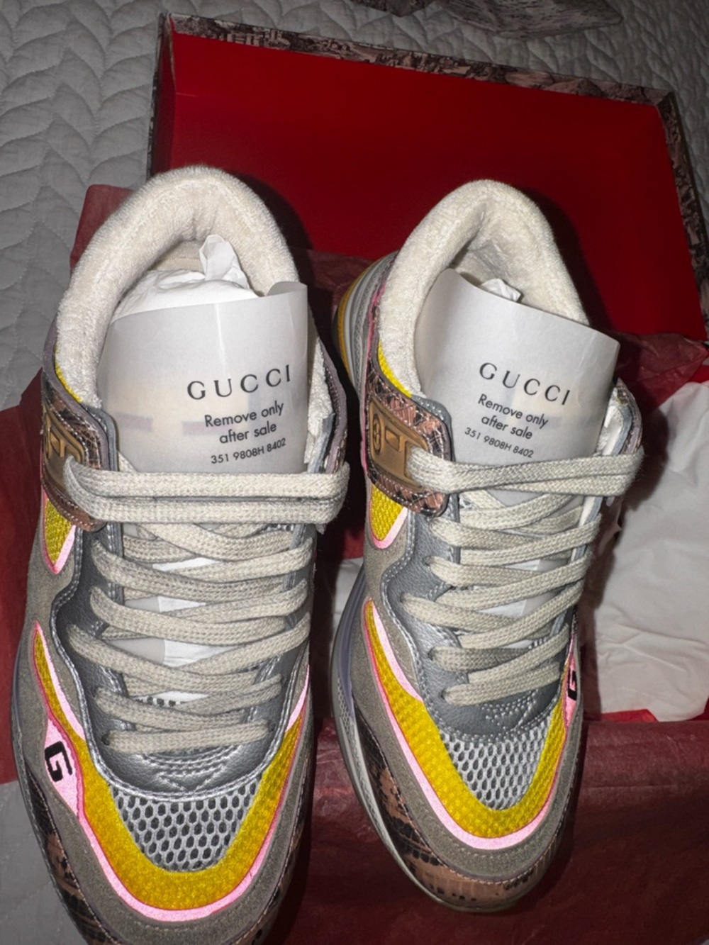 Gucci Women’s  Ultrapace Pink Tejus Printed Sneakers Size 36.5 (Worn Once) - Picture 4 of 11